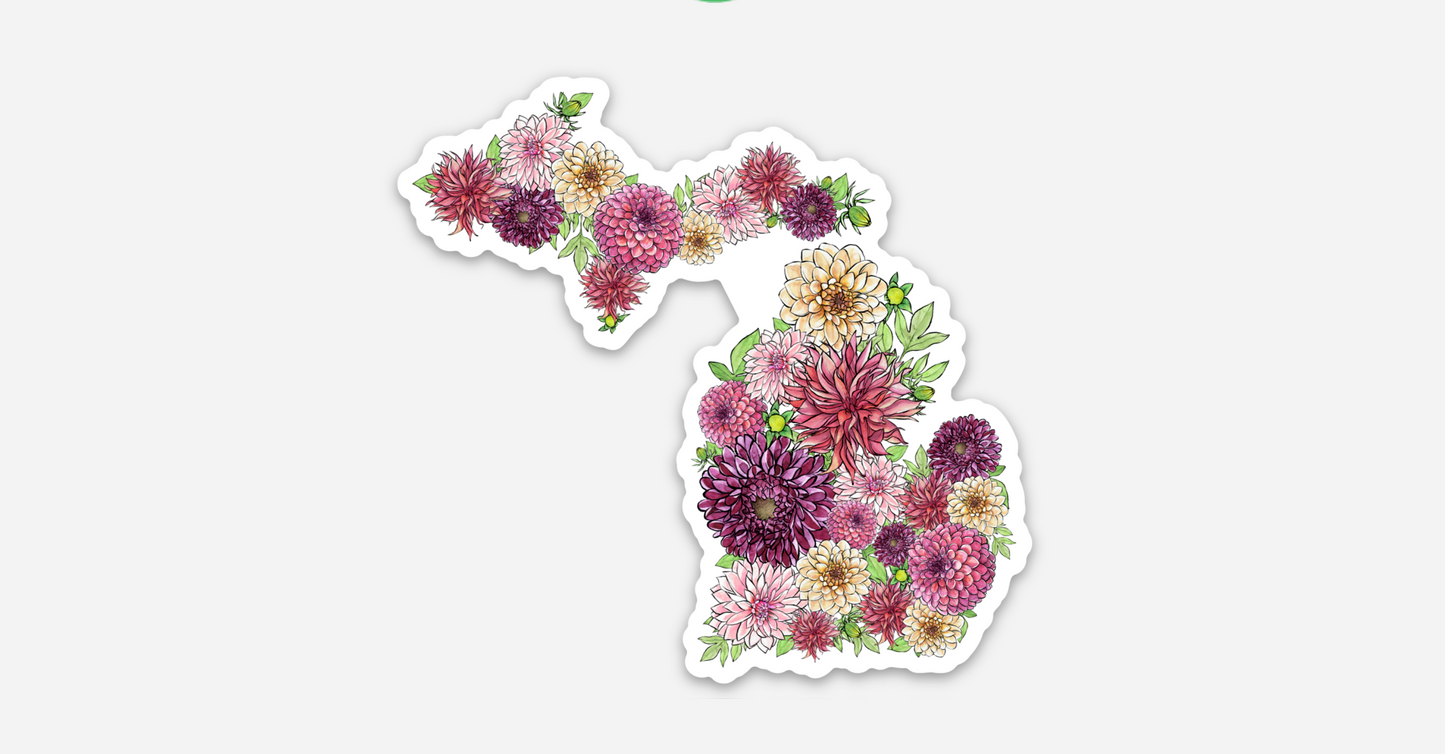 Michigan Dahlia Vinyl Car Sticker 3 X 3